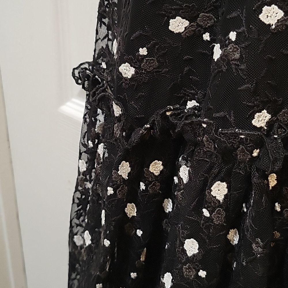 Pearl Lela Rose Embroidered Lace and Tulle Flounce Dress - Picture 8 of 16